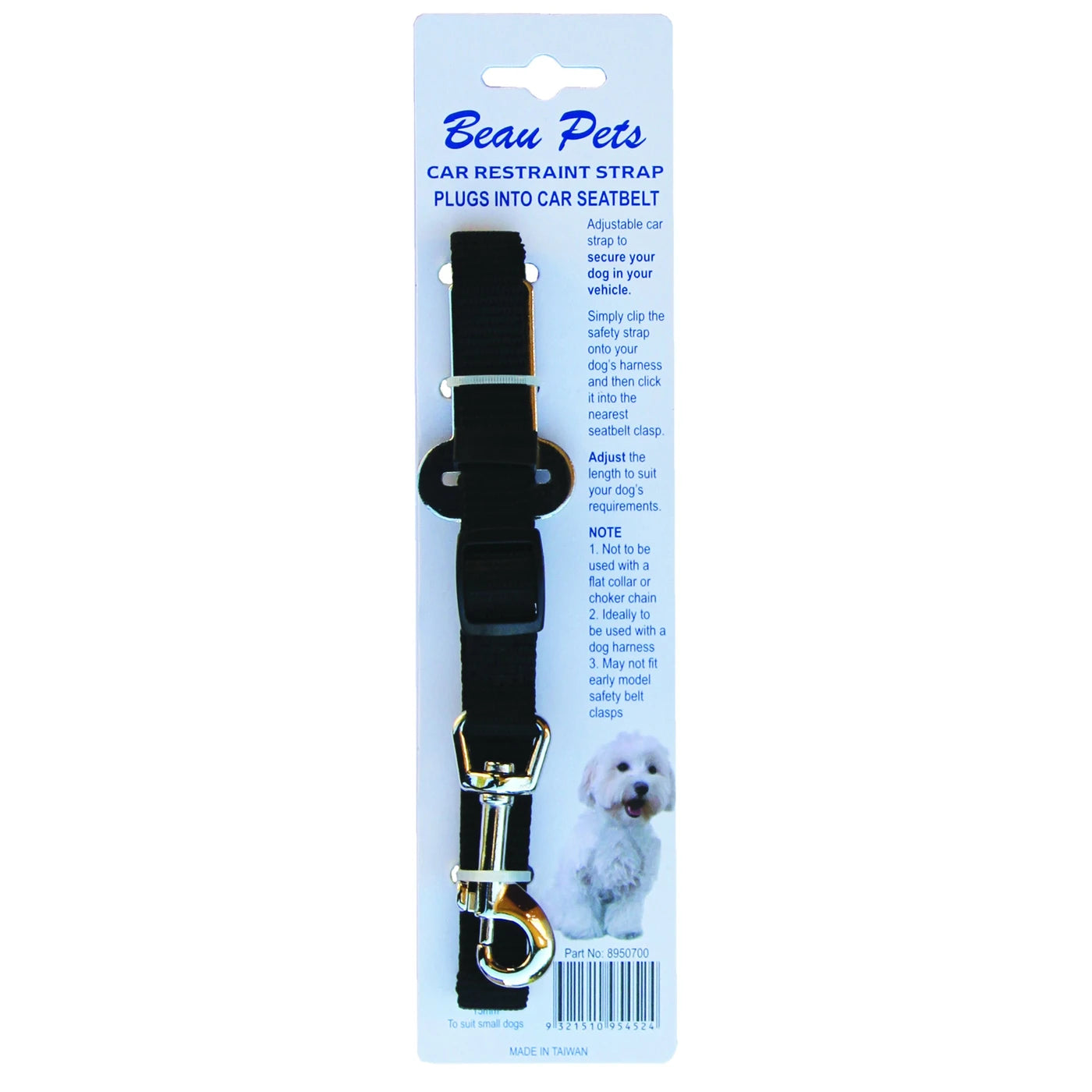 Beau Pets Car Restraint Strap with Snap Hook