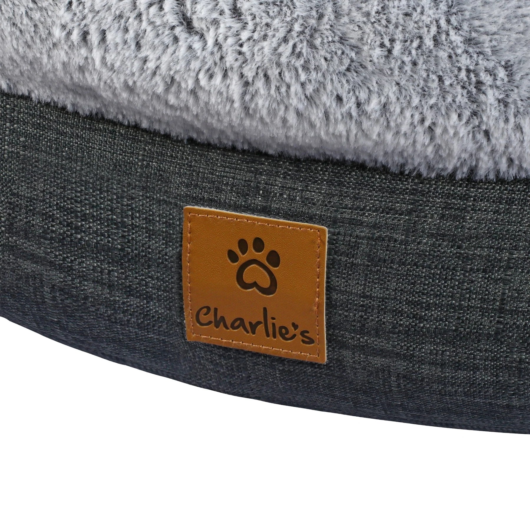 Charlie’s Luxury Plush Round Donut Pet Bed – Grey