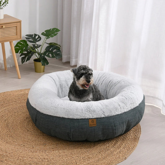Charlie’s Luxury Plush Round Donut Pet Bed – Grey