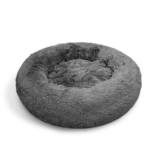 Dark Grey 90cm Calming Warm Plush Round Bed