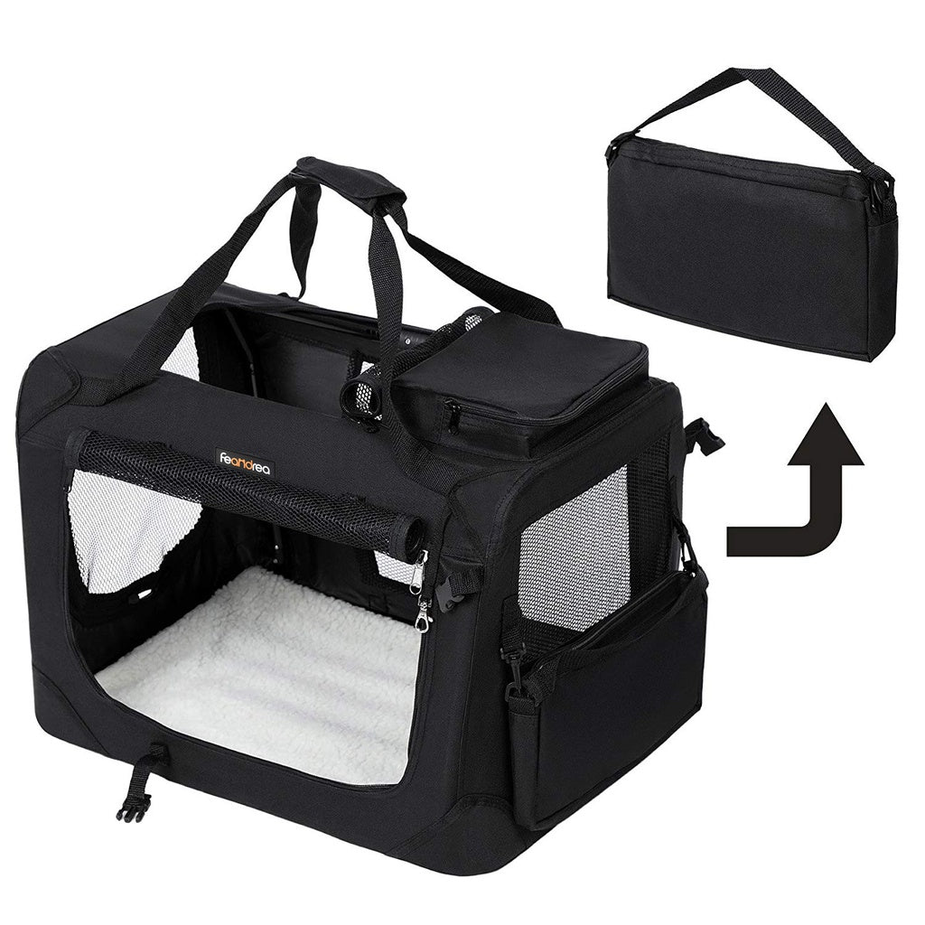 FEANDREA Folding Fabric Pet Carrier 60cm Black