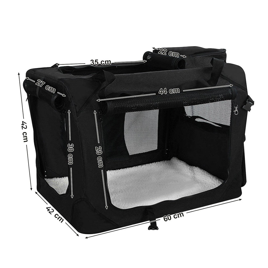 FEANDREA Folding Fabric Pet Carrier 60cm Black