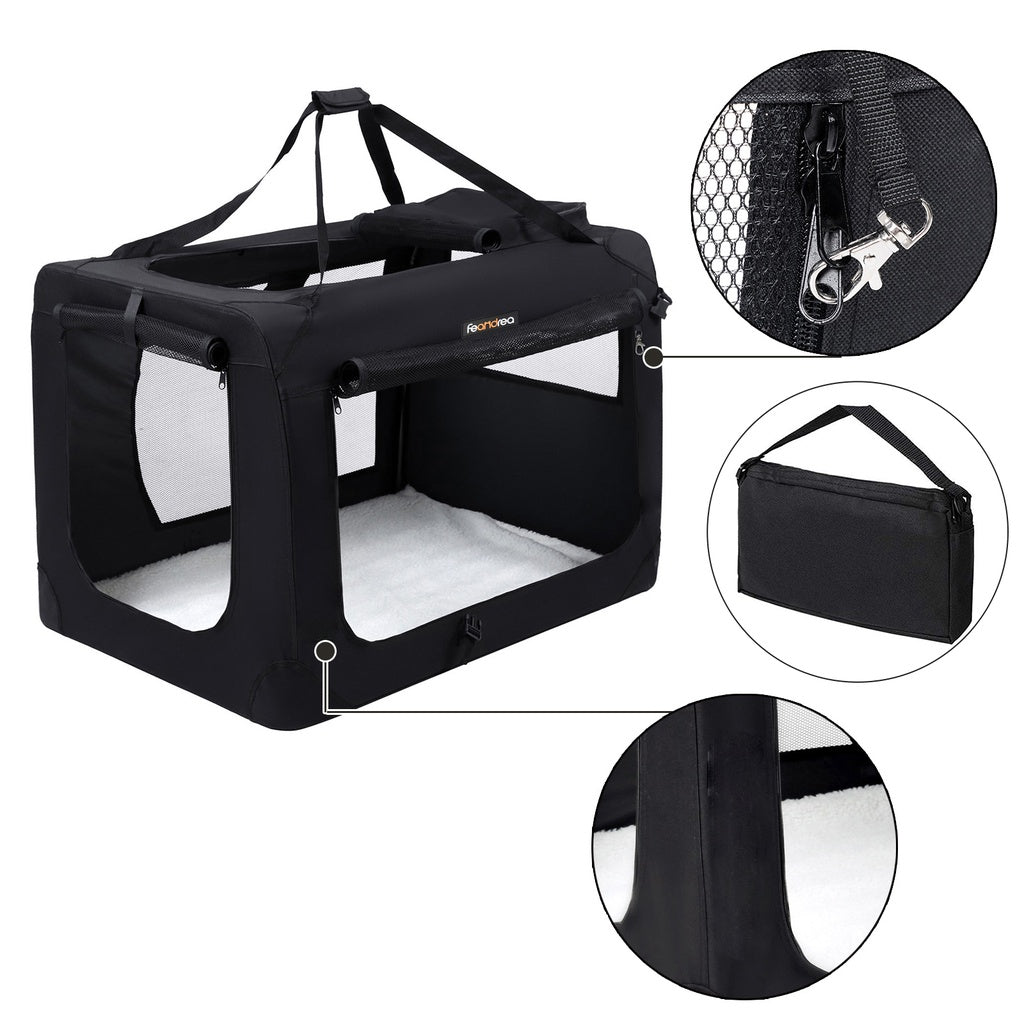 FEANDREA Folding Fabric Pet Carrier 60cm Black