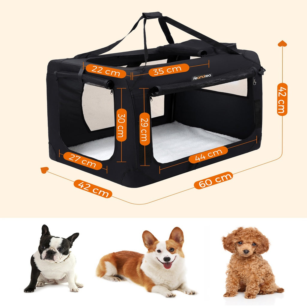 FEANDREA Folding Fabric Pet Carrier 60cm Black