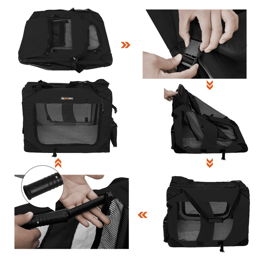 FEANDREA Folding Fabric Pet Carrier 60cm Black