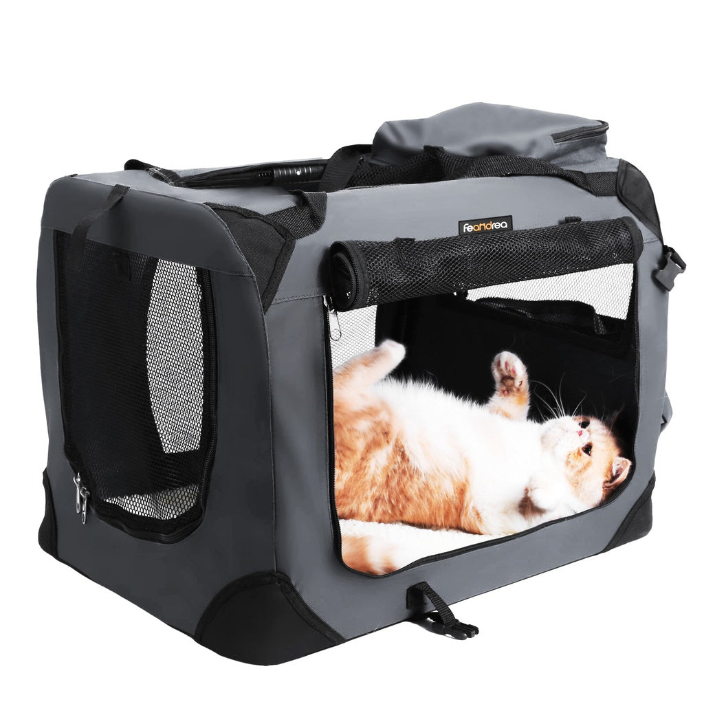 FEANDREA Folding Fabric Pet Carrier 60cm Grey