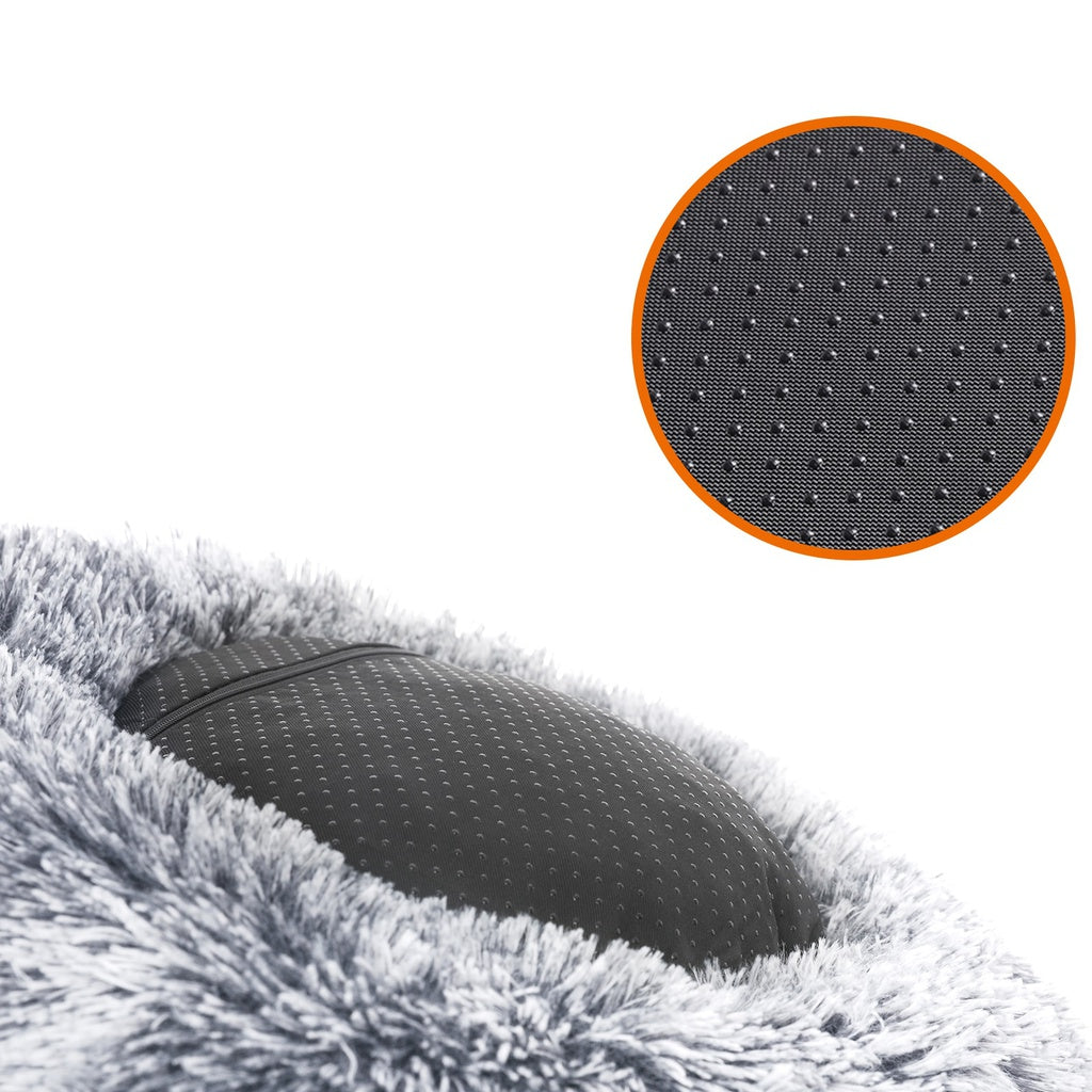 FEANDREA Plush Bed with Removable Washable Cover Grey 50cm