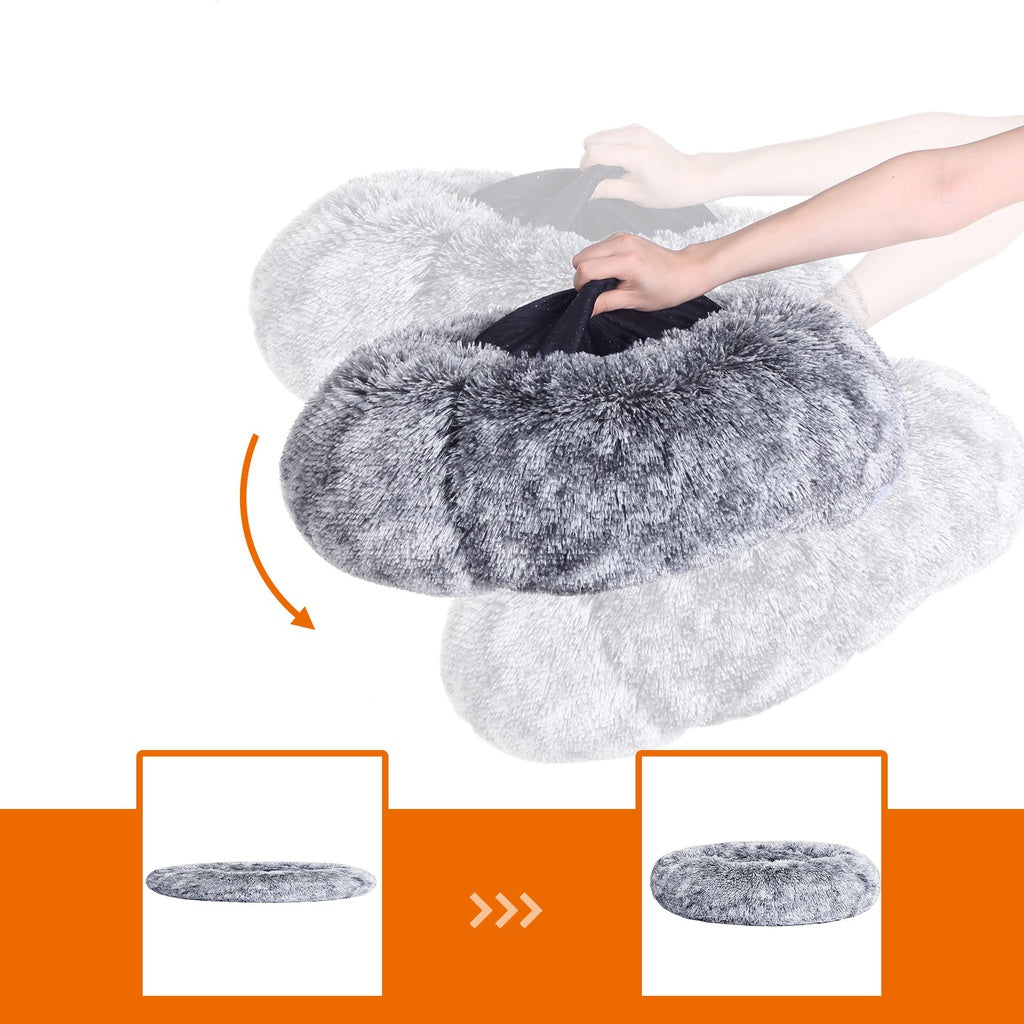 FEANDREA Plush Bed with Removable Washable Cover Grey 50cm