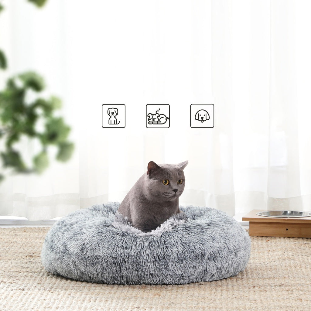FEANDREA Plush Bed with Removable Washable Cover Grey 50cm