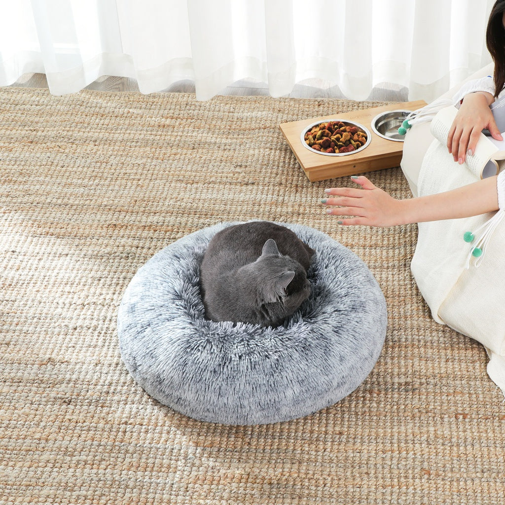 FEANDREA Plush Bed with Removable Washable Cover Grey 50cm