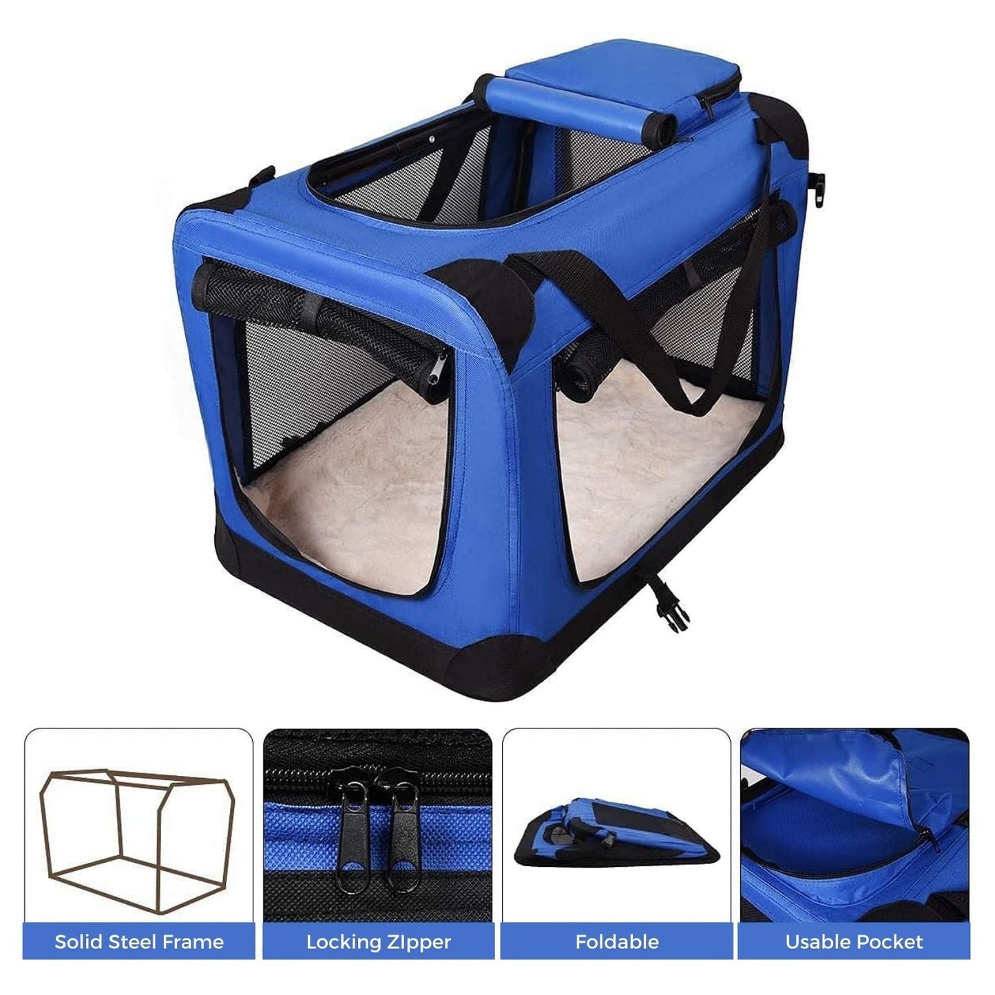 FLOOFI Portable Pet Carrier-Model 1 M Size (Blue)