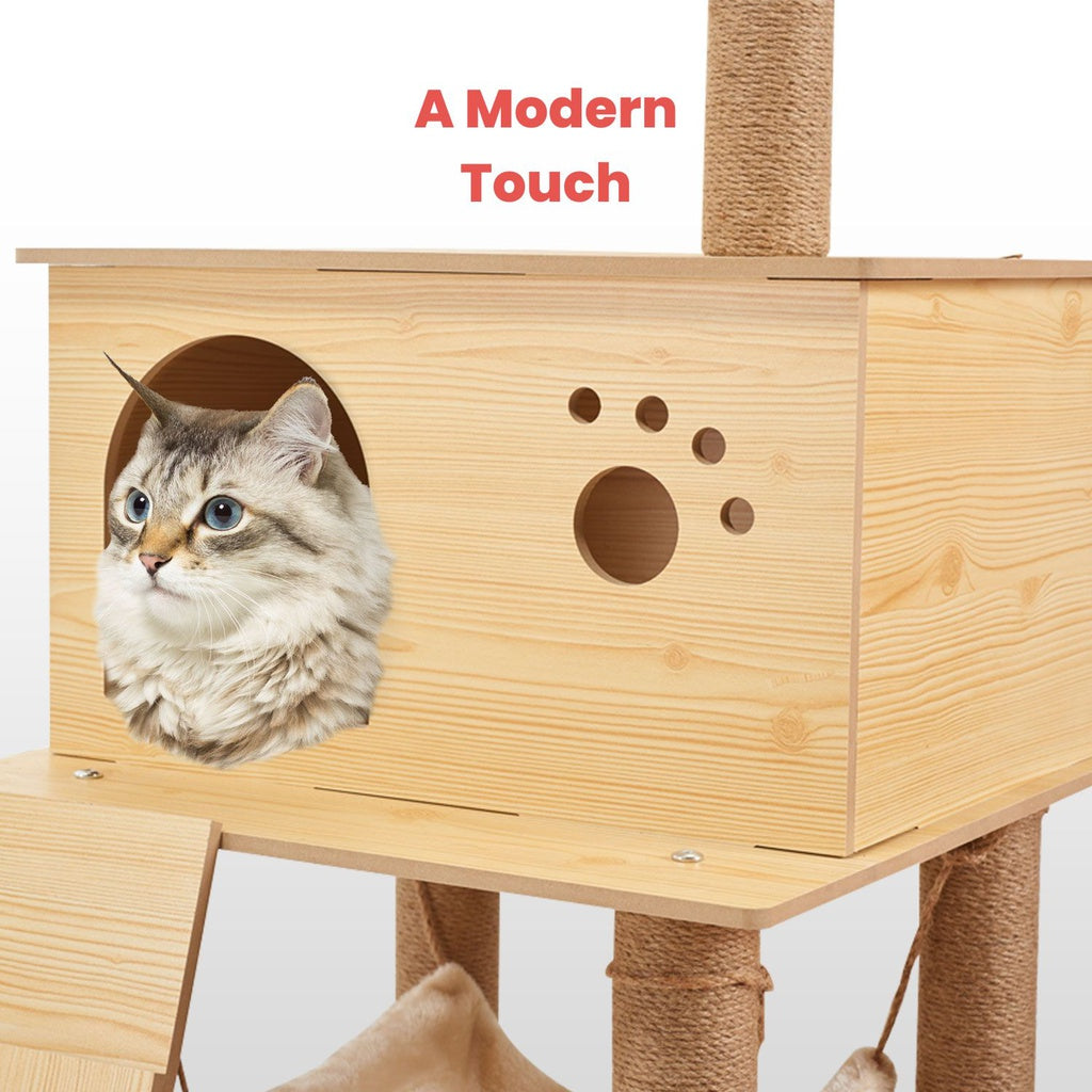 FLOOFI Wooden Cat Tree 130cm