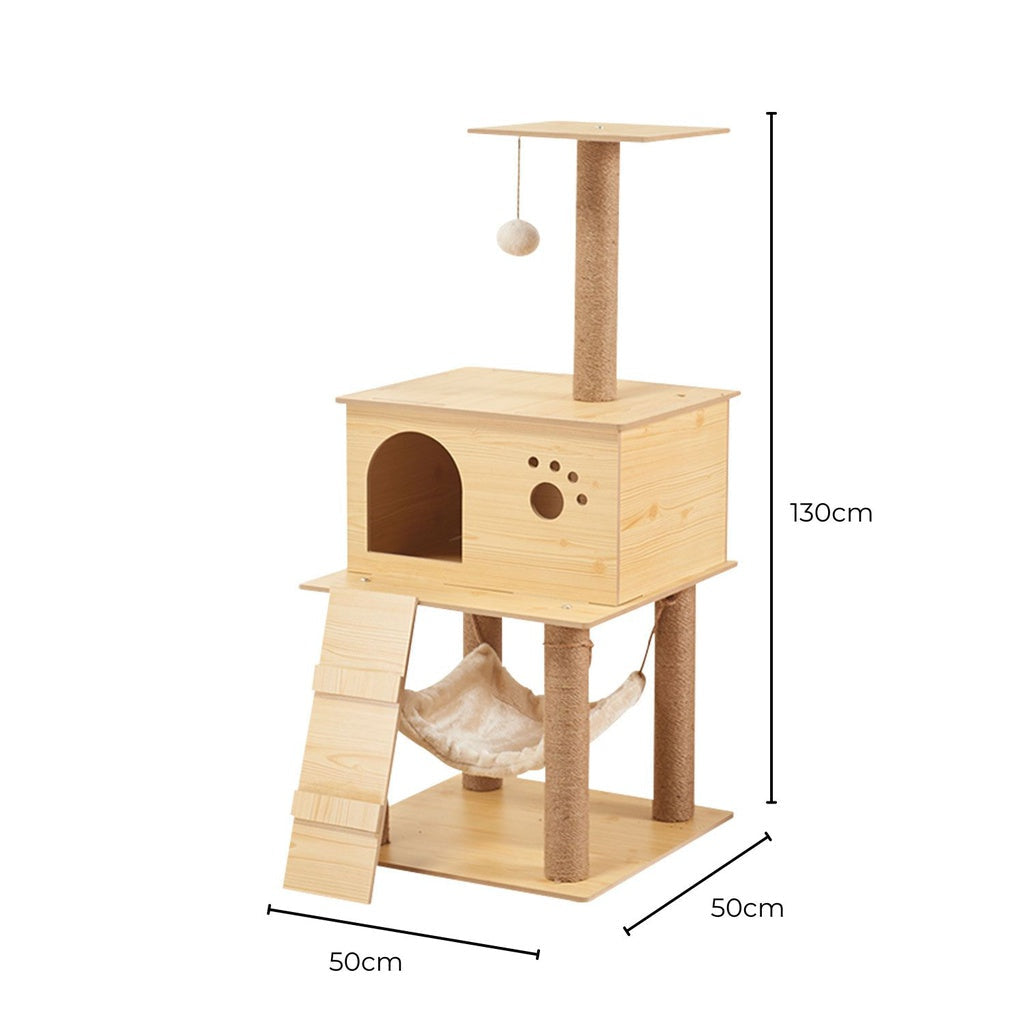FLOOFI Wooden Cat Tree 130cm