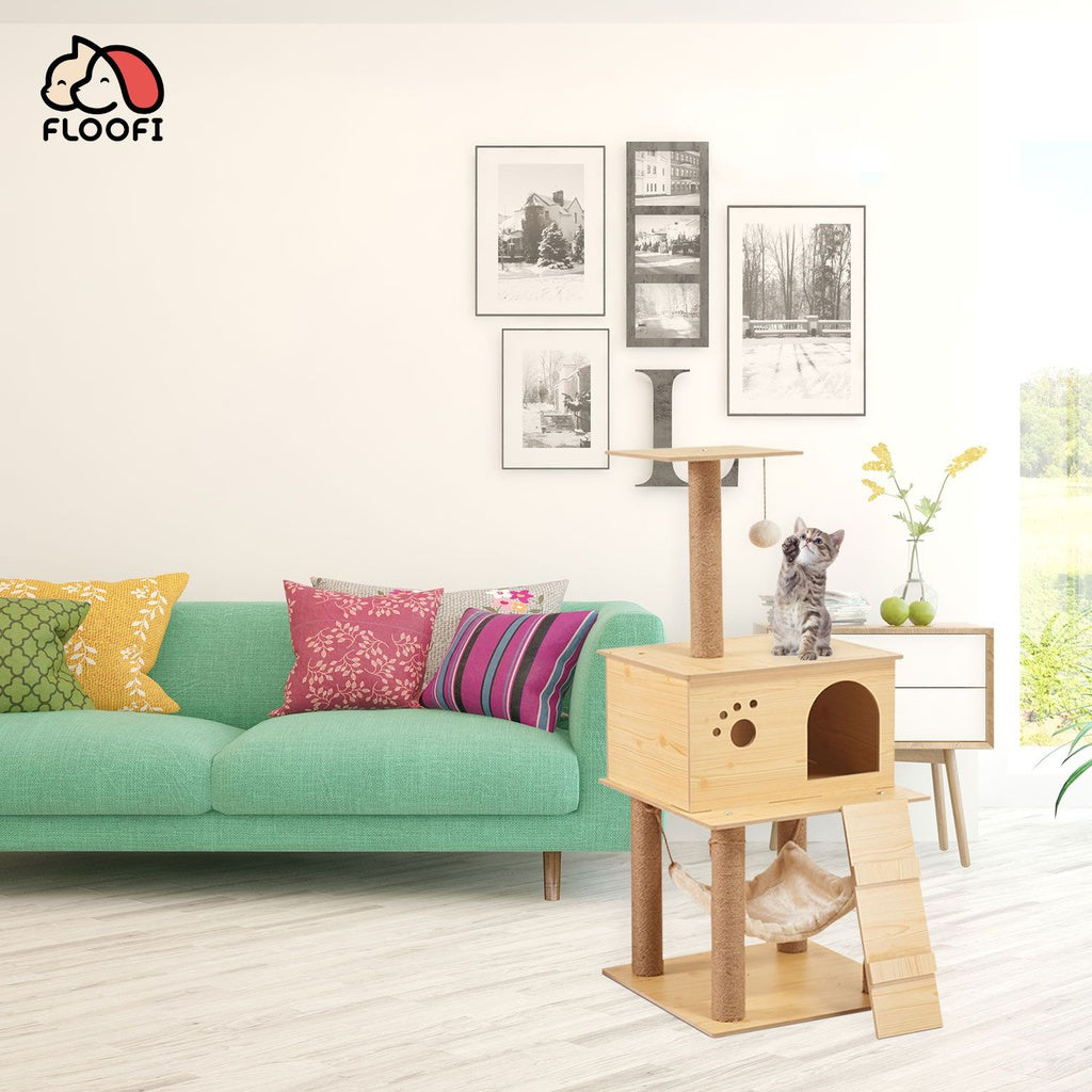FLOOFI Wooden Cat Tree 130cm