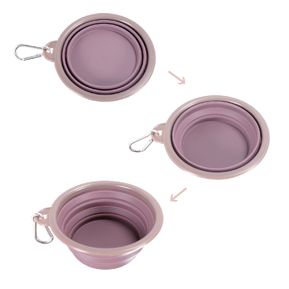 Quick Bite Collapsible Travel Pet Bowl - Brown/Aubergine by Ibiyaya