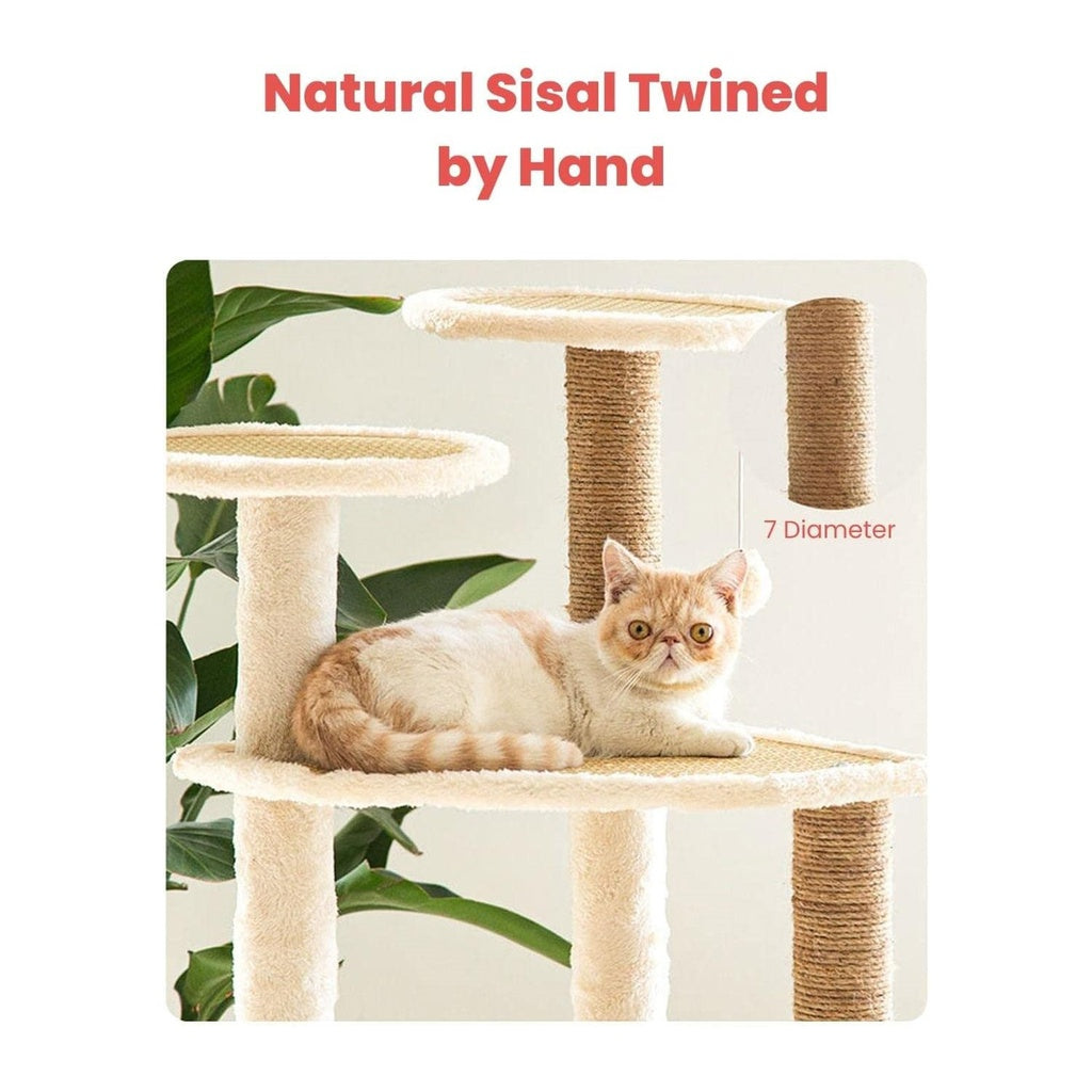 Floofi 5 Layer Cat Condo Cat Tree Beige 120cm