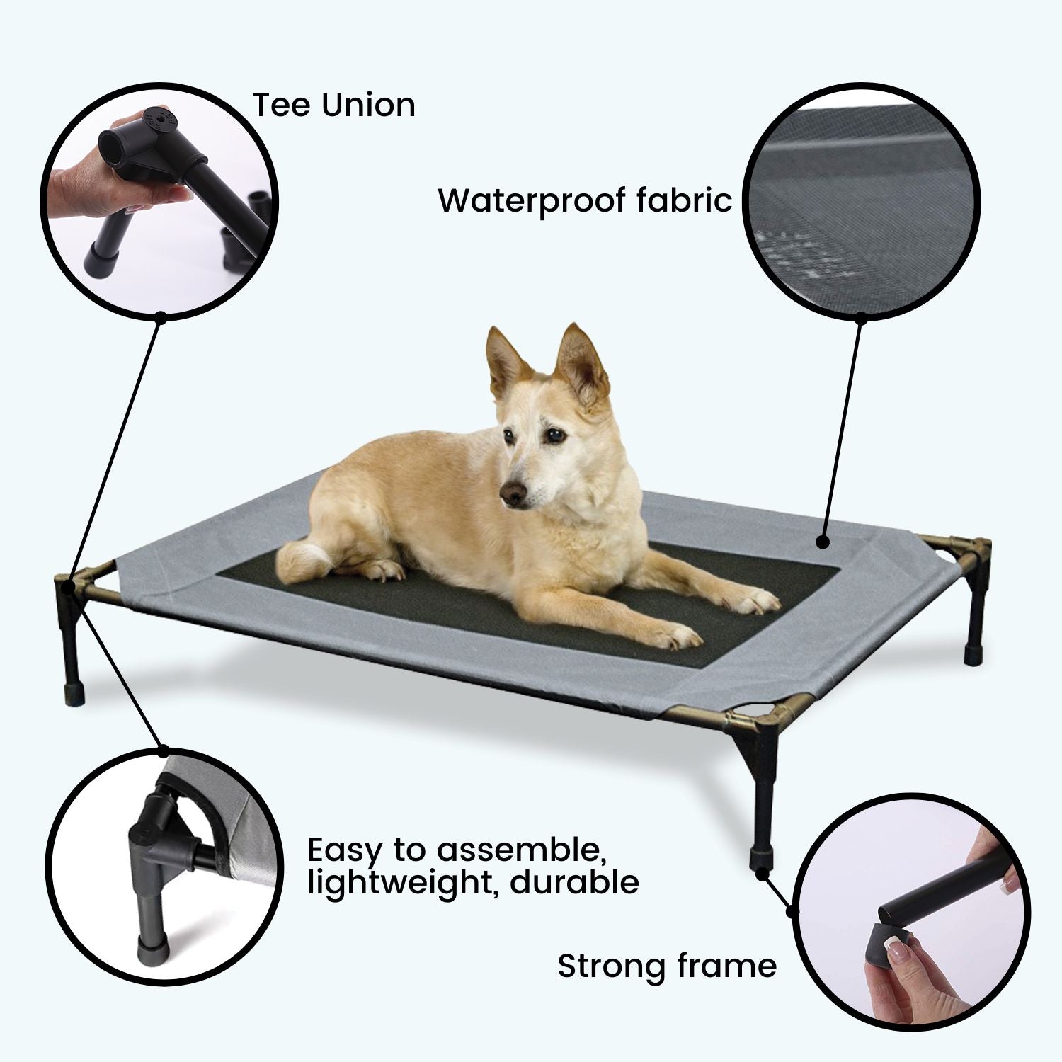Floofi Elevated Camping Pet Bed - Army - M