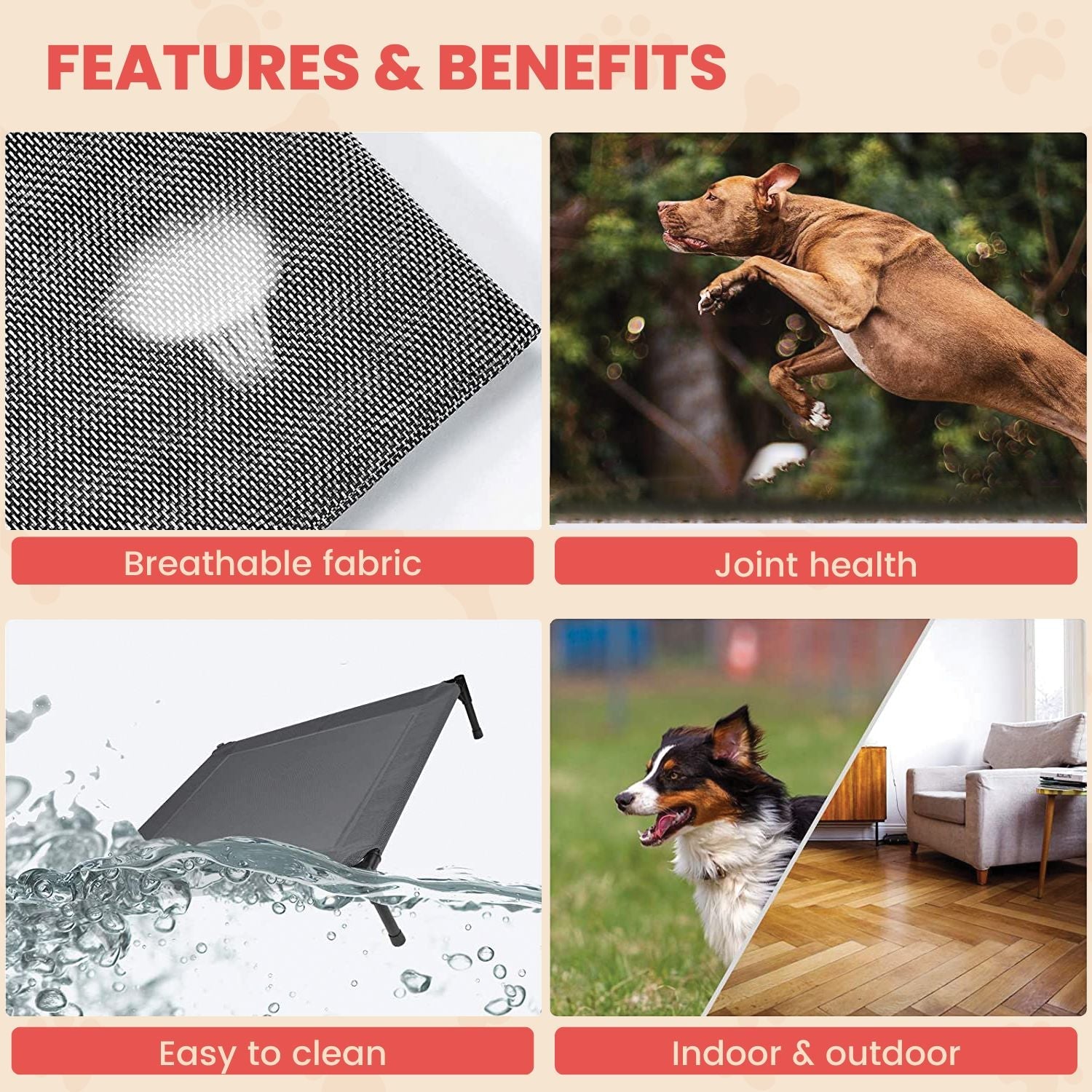 Floofi Elevated Camping Pet Bed - Army - M