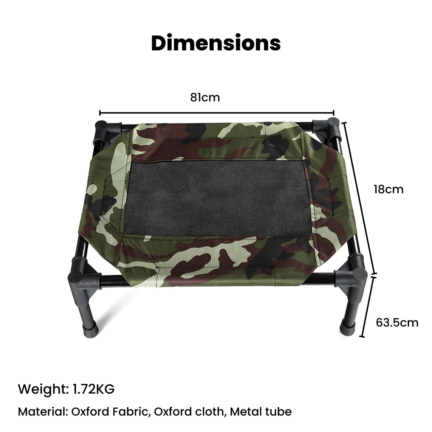 Floofi Elevated Camping Pet Bed - Army - M