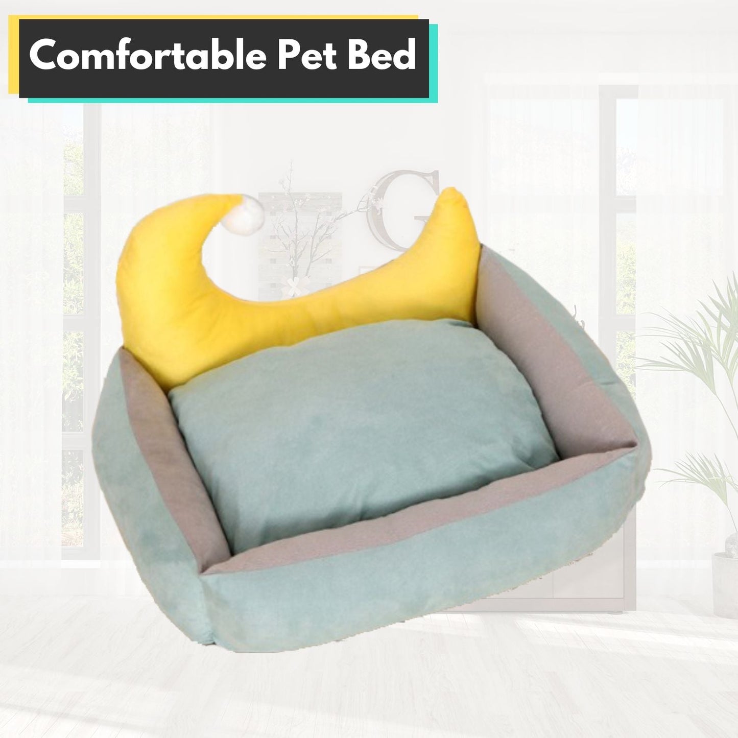 Floofi Pet Bed Moon Design Green - M