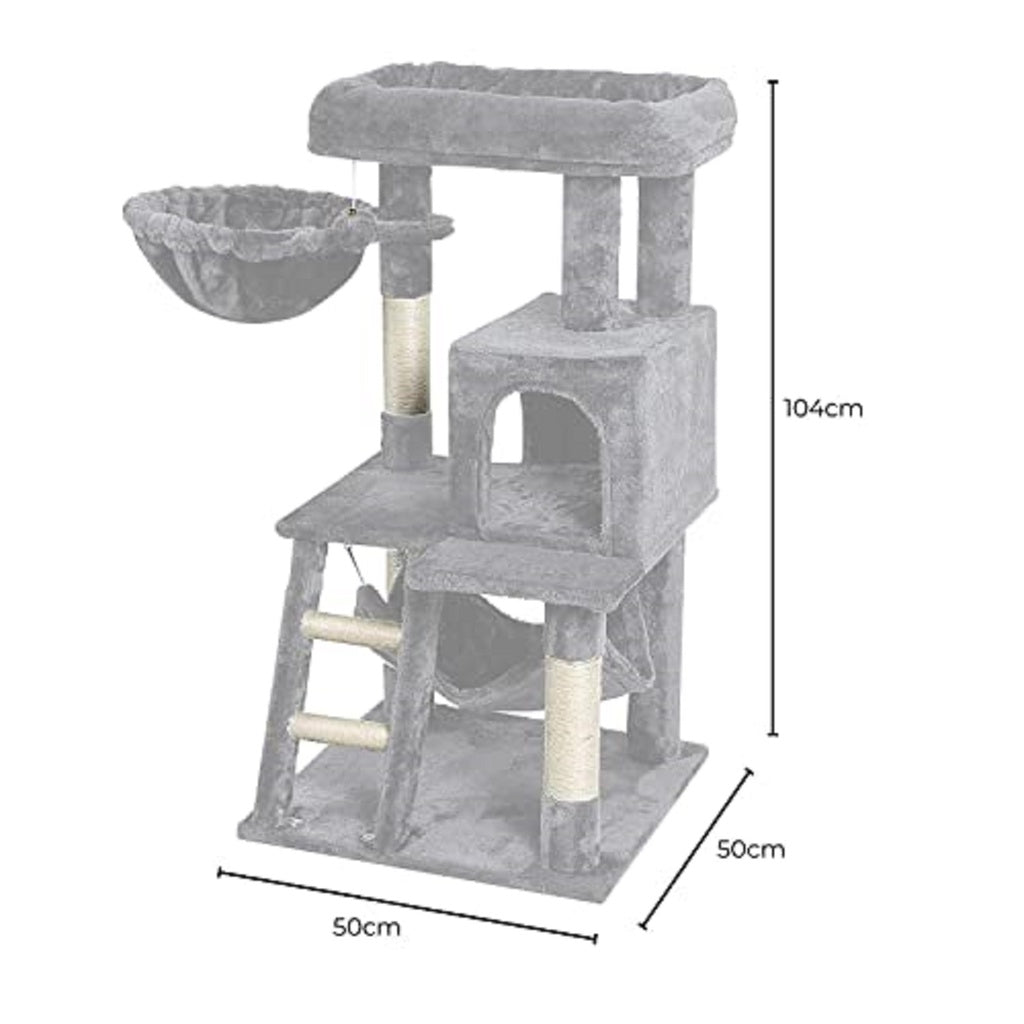 Floofi Plush Cat Condo Tree Light Grey 104cm