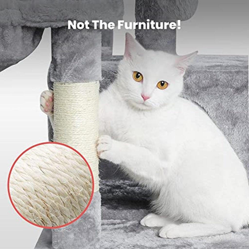 Floofi Plush Cat Condo Tree Light Grey 104cm