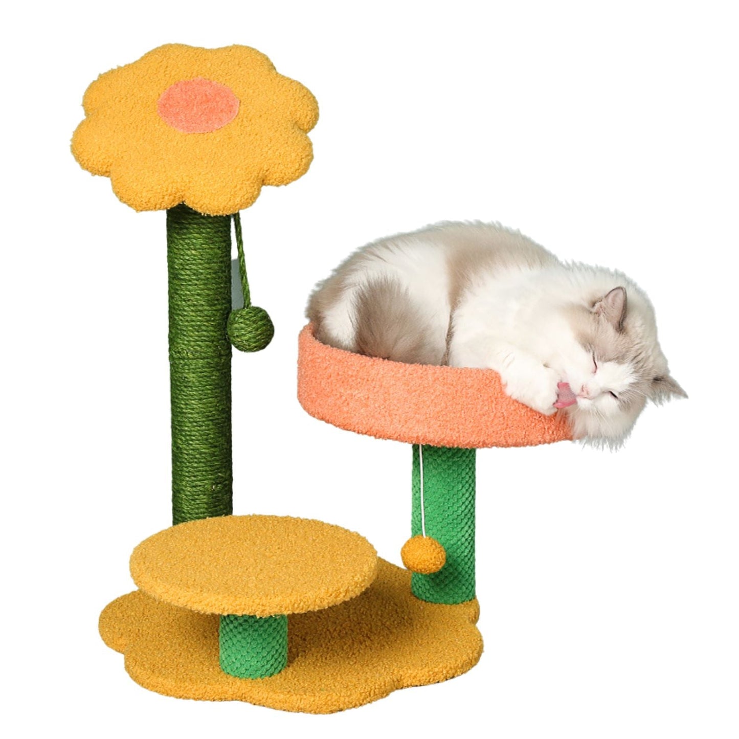 Floofi Sunflower Plush Scratching Post Cat Tree 75cm