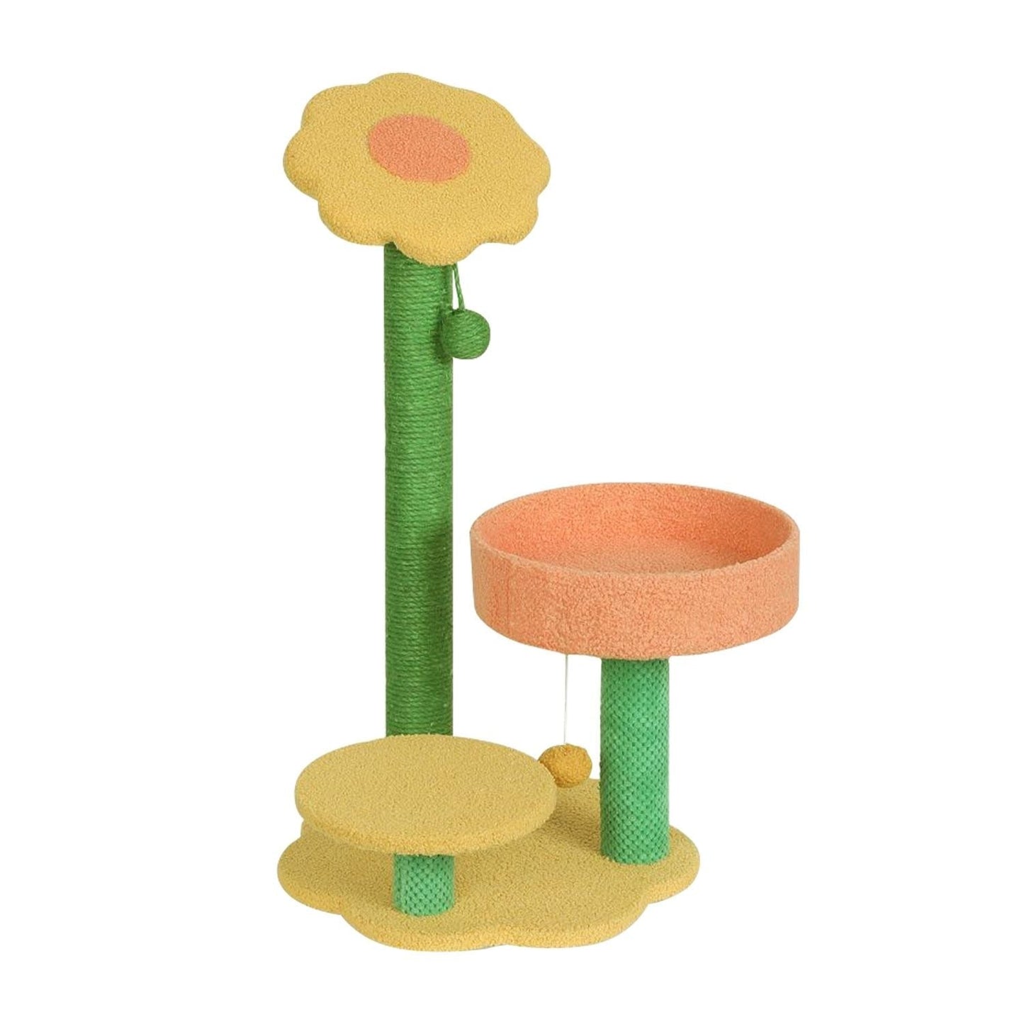 Floofi Sunflower Plush Scratching Post Cat Tree 75cm
