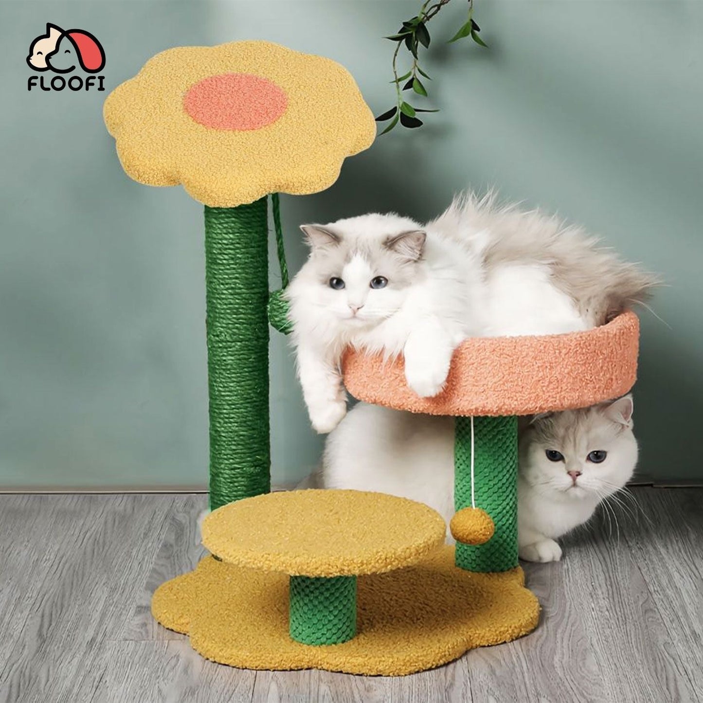 Floofi Sunflower Plush Scratching Post Cat Tree 75cm