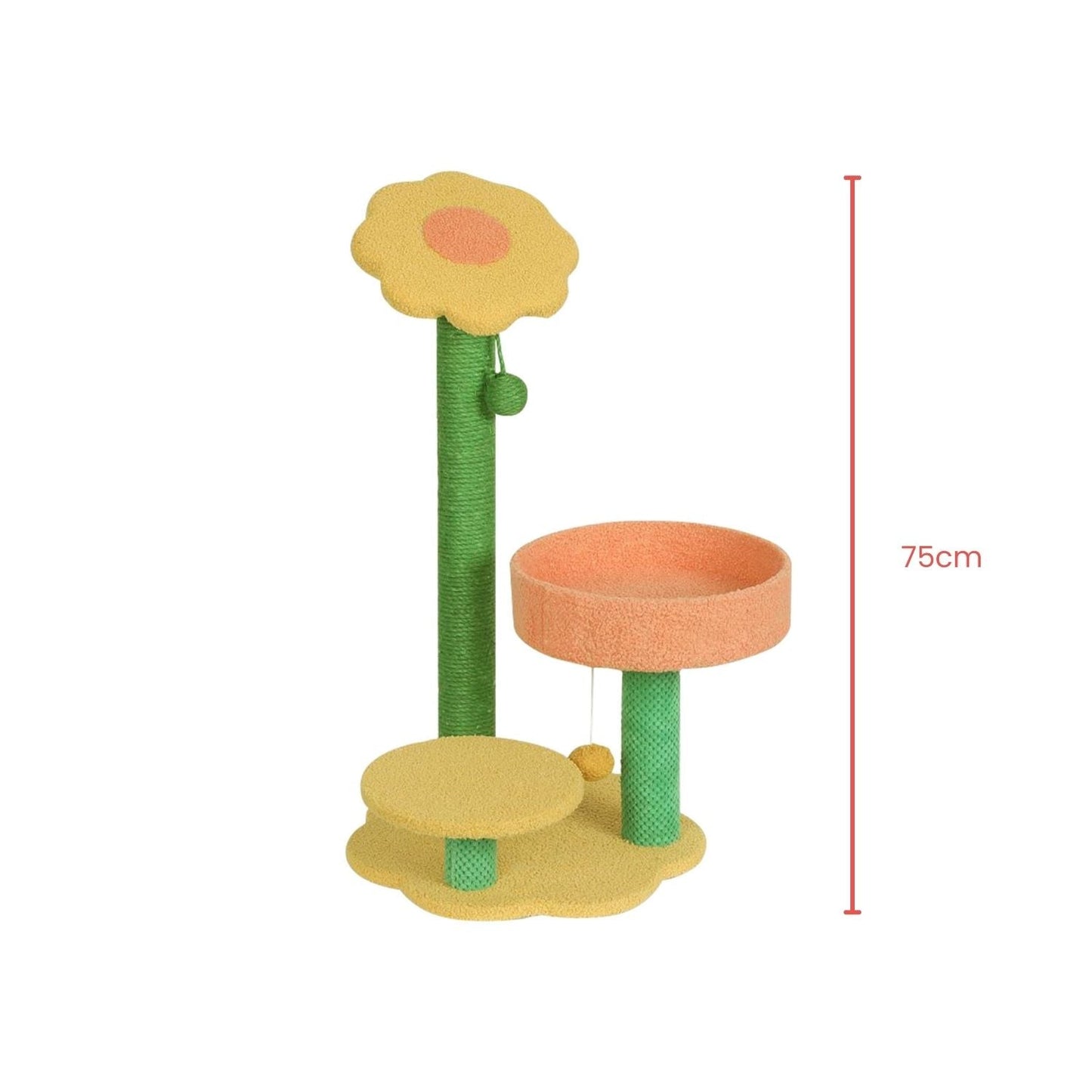 Floofi Sunflower Plush Scratching Post Cat Tree 75cm