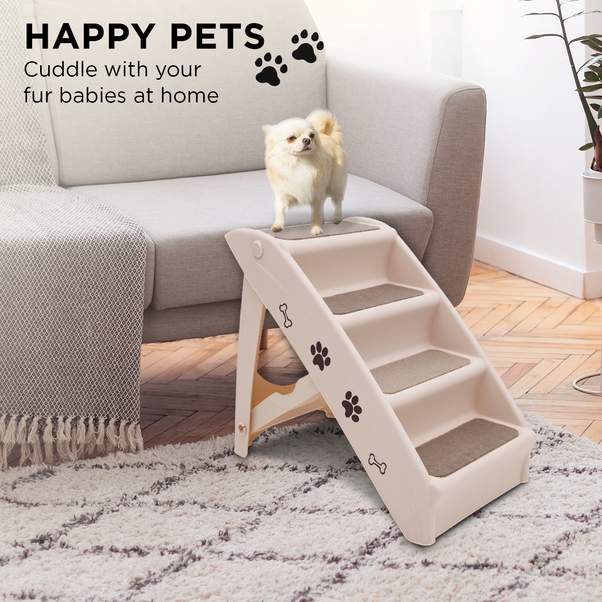 Furtastic 50cm Foldable Step Ladder Stairs - White