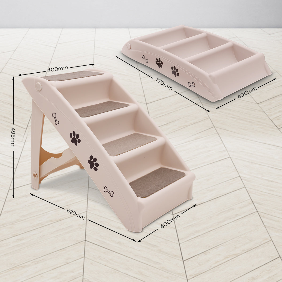 Furtastic 50cm Foldable Step Ladder Stairs - White