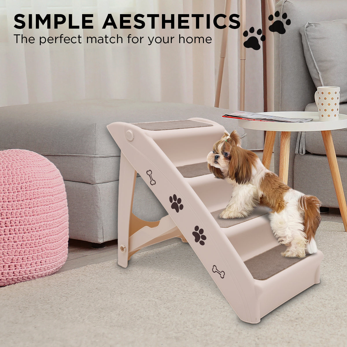 Furtastic 50cm Foldable Step Ladder Stairs - White