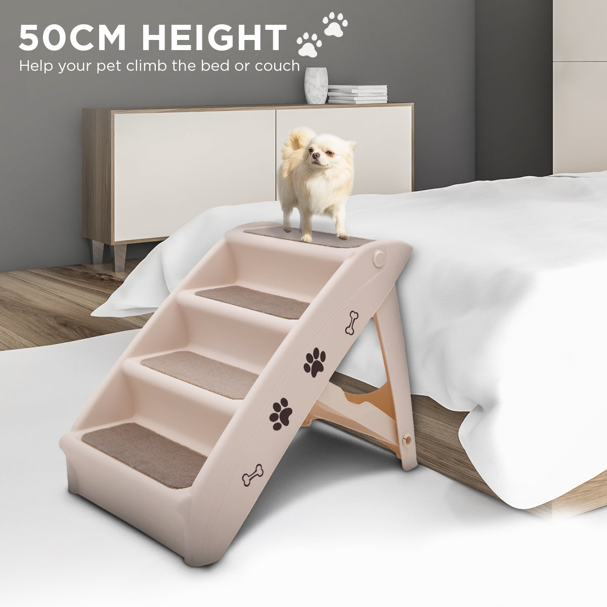 Furtastic 50cm Foldable Step Ladder Stairs - White