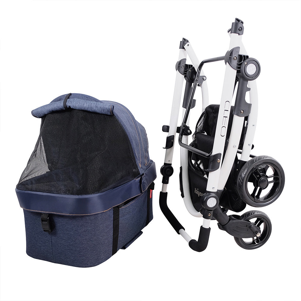 Ibiyaya CLEO Multifunction Pet Stroller & Car Seat Travel System (Up to 20Kg) - Blue Jeans