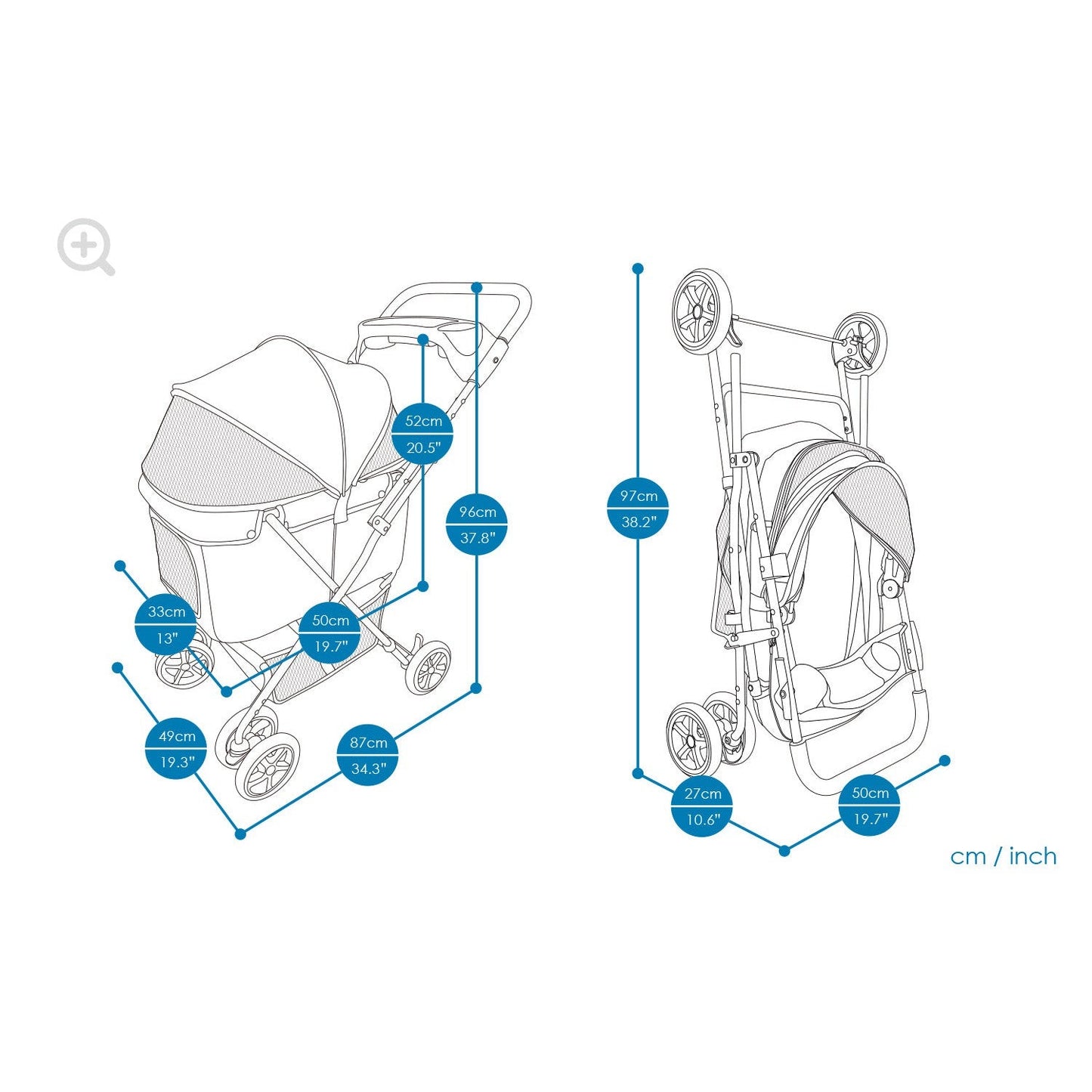 Ibiyaya Easy Strolling Pet Buggy (Up to 20kg) - Simple Grey