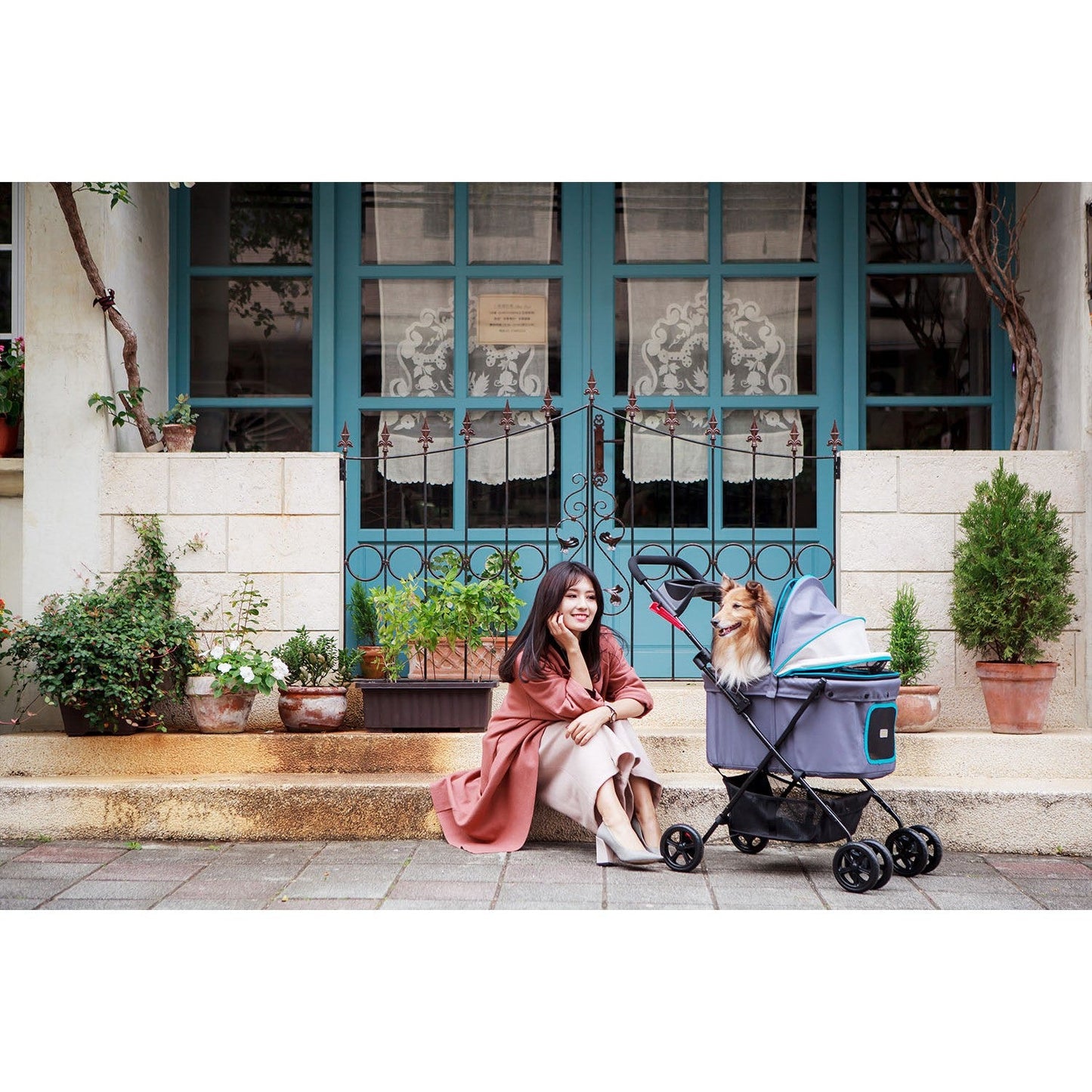 Ibiyaya Easy Strolling Pet Buggy (Up to 20kg) - Simple Grey