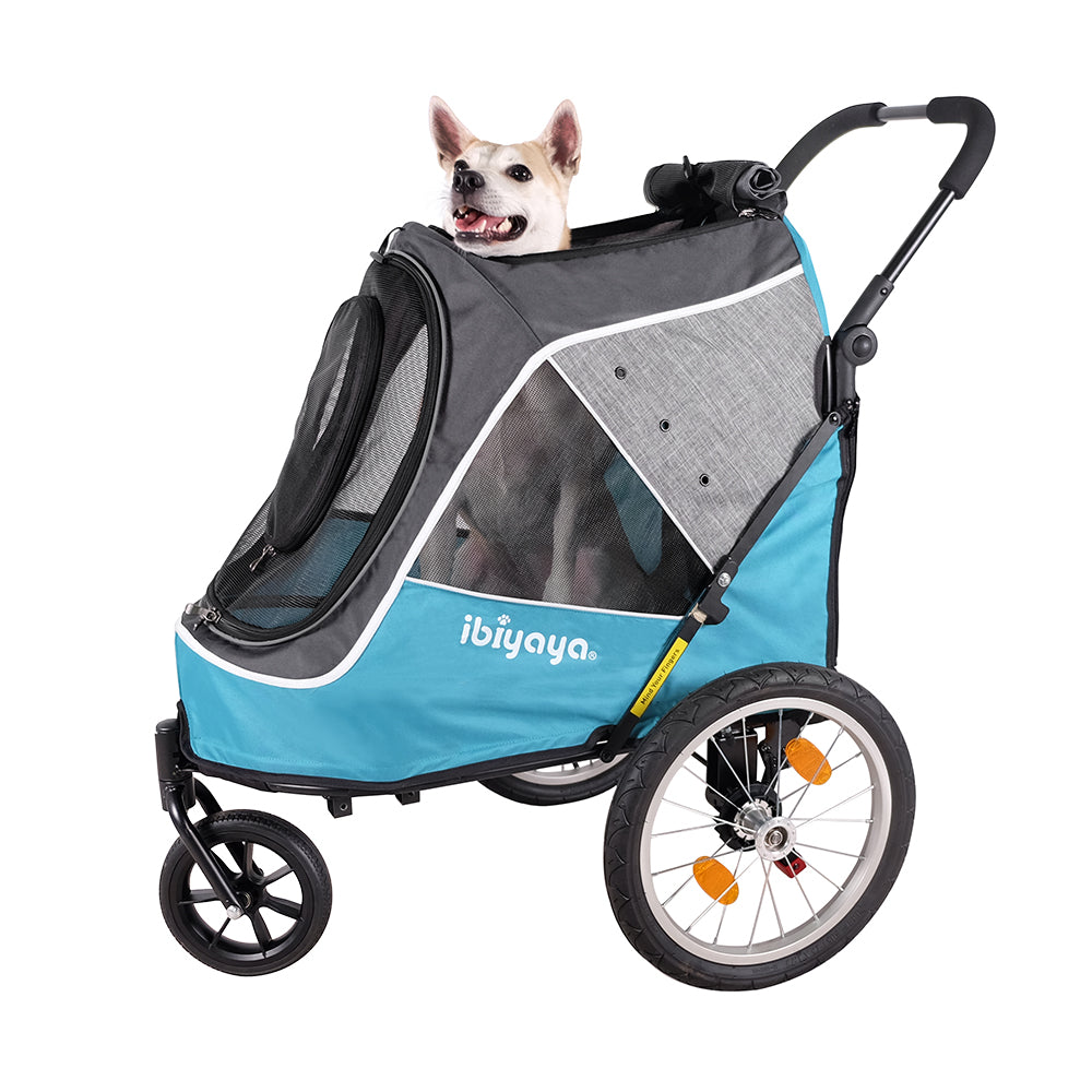 Ibiyaya Happy Pet Trailer / Jogger 2.0 (Up to 30Kg) with Bicycle Attachment - Blue