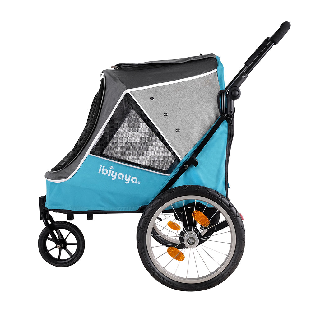 Ibiyaya Happy Pet Trailer / Jogger 2.0 (Up to 30Kg) with Bicycle Attachment - Blue