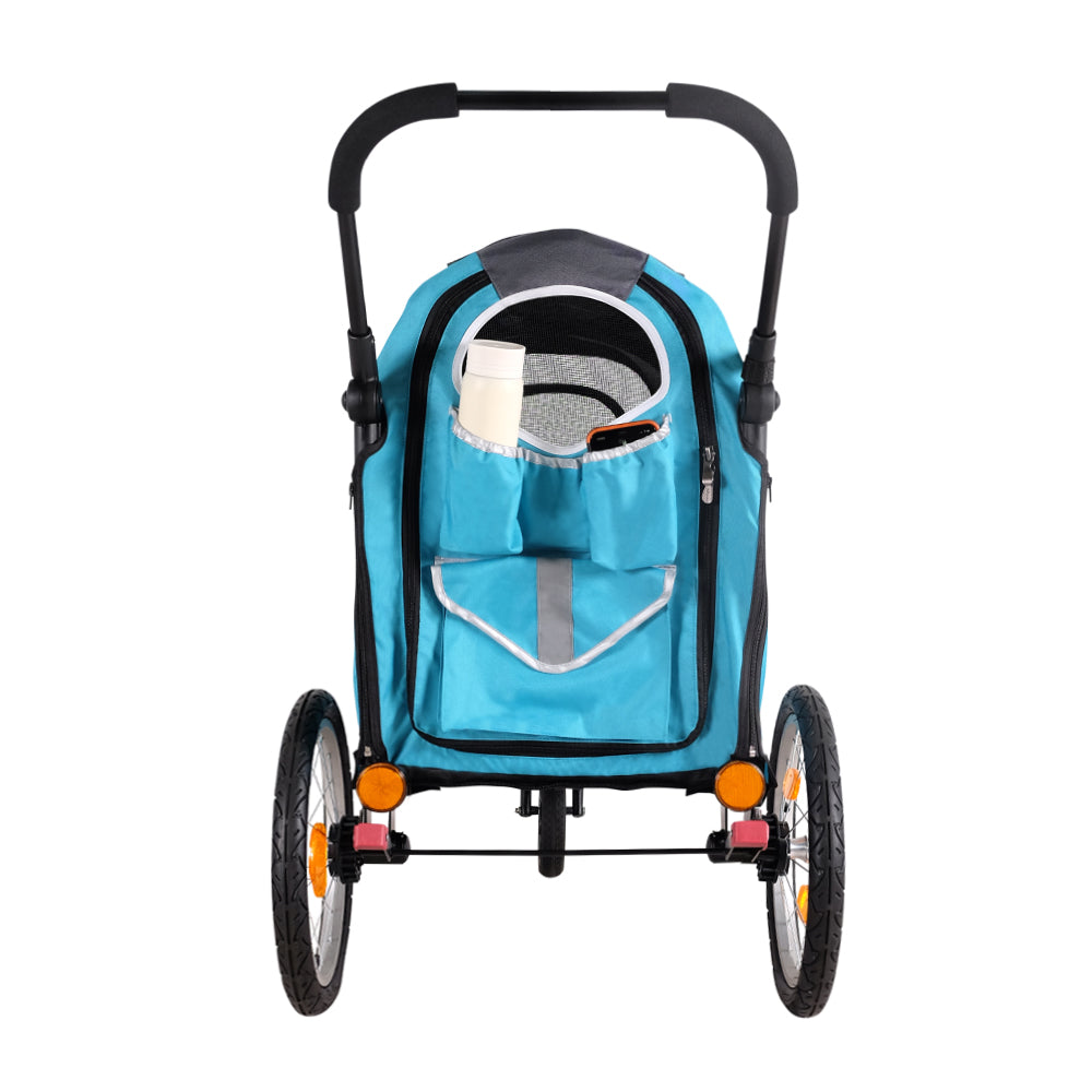 Ibiyaya Happy Pet Trailer / Jogger 2.0 (Up to 30Kg) with Bicycle Attachment - Blue