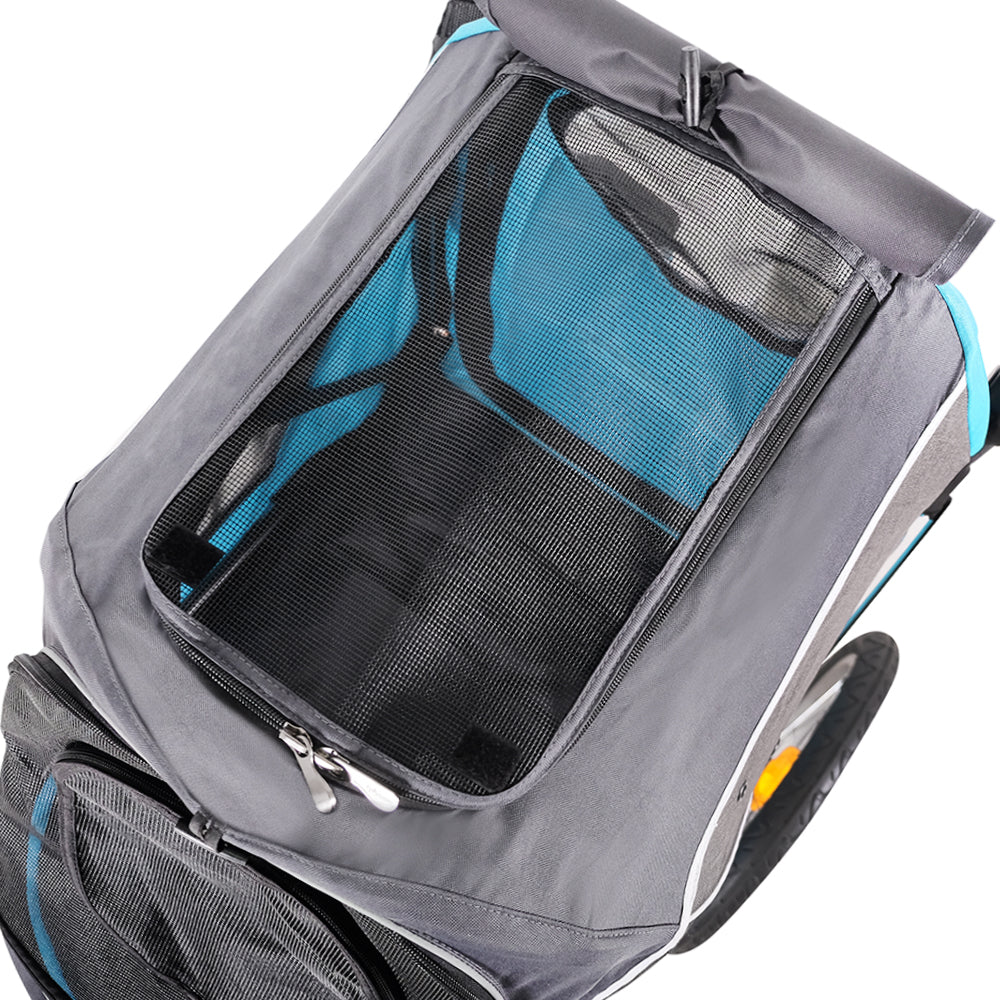 Ibiyaya Happy Pet Trailer / Jogger 2.0 (Up to 30Kg) with Bicycle Attachment - Blue