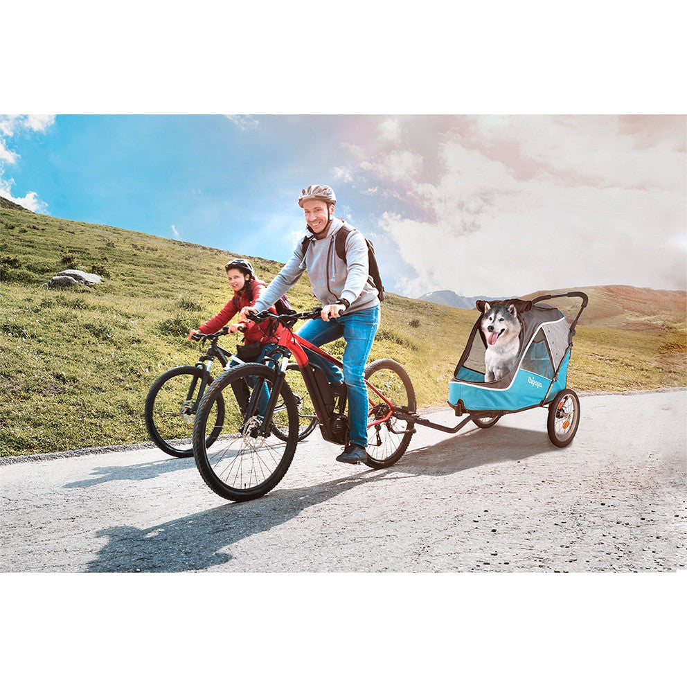 Ibiyaya Happy Pet Trailer / Jogger 2.0 (Up to 30Kg) with Bicycle Attachment - Blue