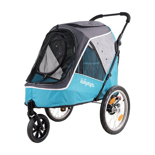 Ibiyaya Happy Pet Trailer / Jogger 2.0 (Up to 30Kg) with Bicycle Attachment - Blue