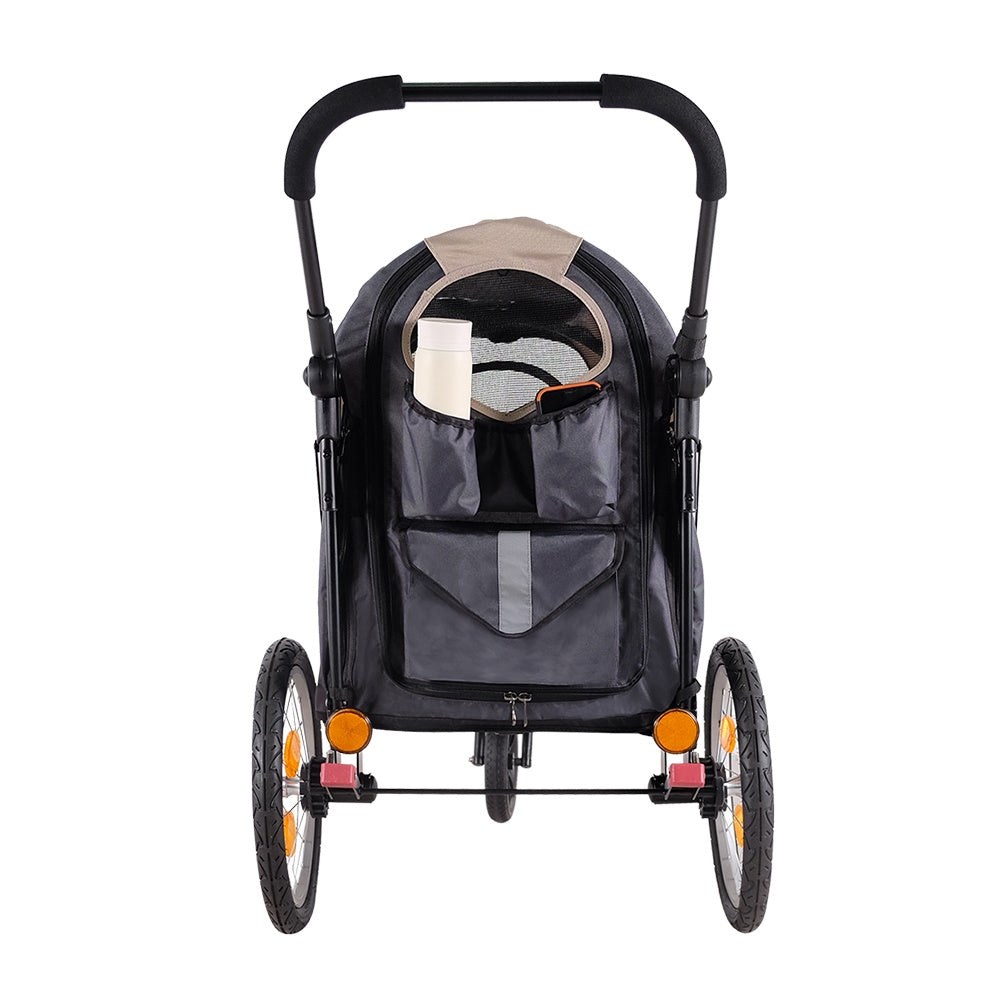 Ibiyaya Happy Pet Trailer/Jogger 2.0 (Up to 30Kg) with Bicycle Attachment - Latte
