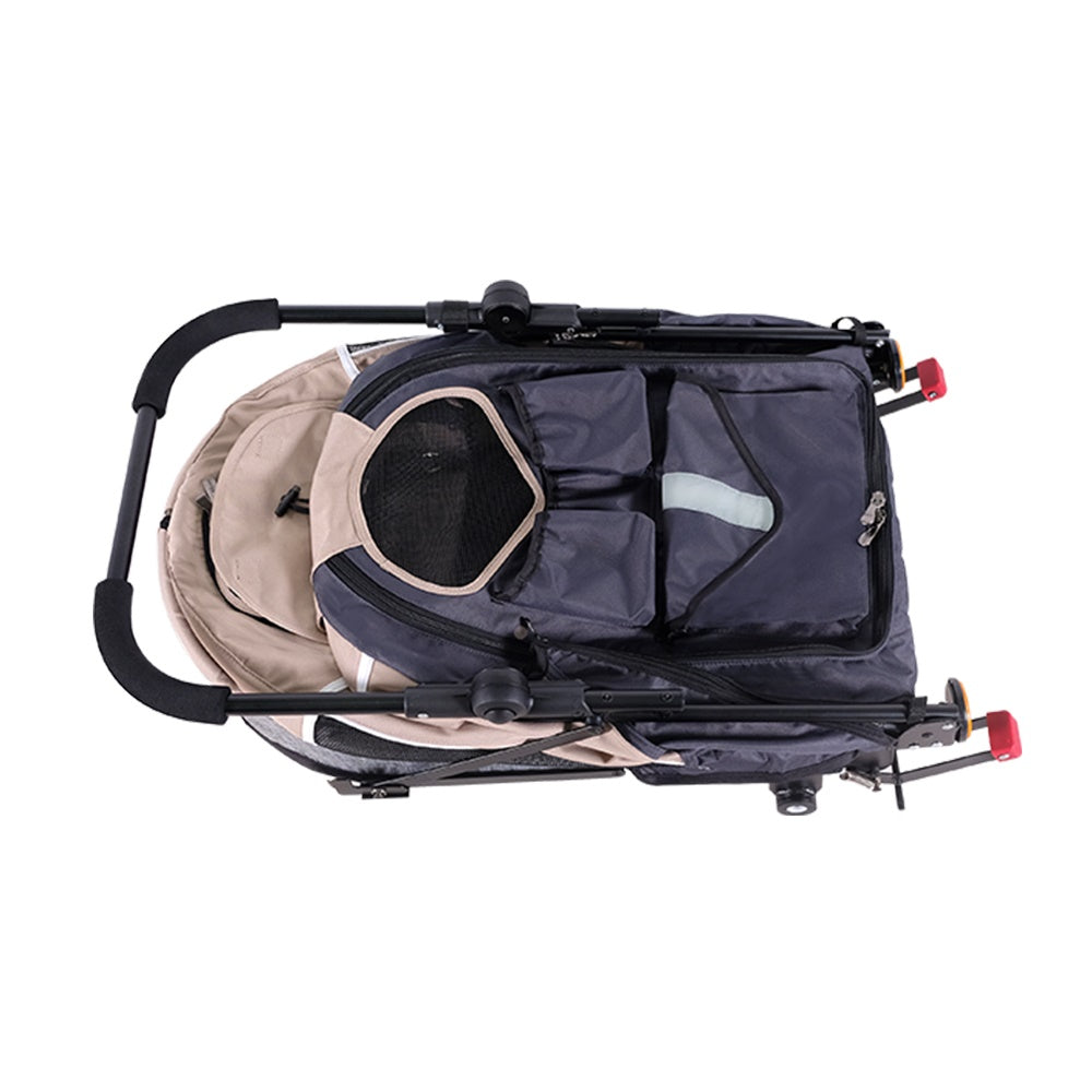 Ibiyaya Happy Pet Trailer/Jogger 2.0 (Up to 30Kg) with Bicycle Attachment - Latte
