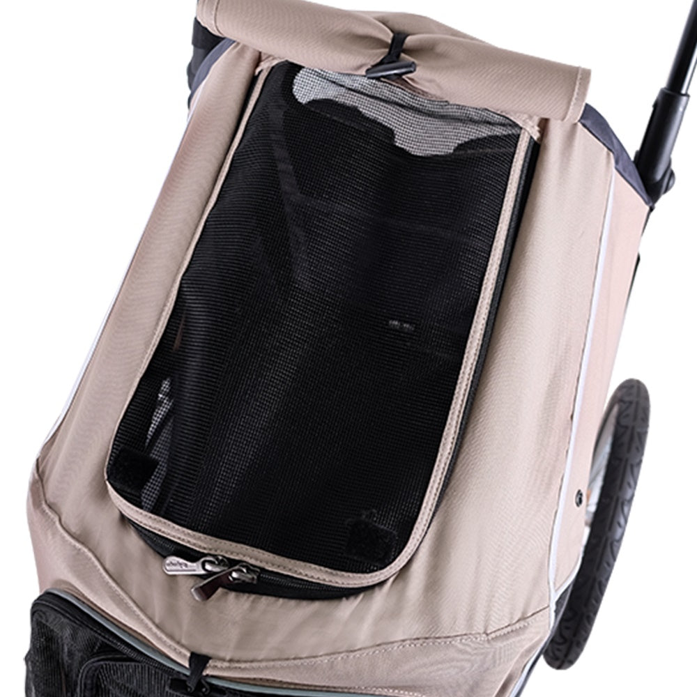Ibiyaya Happy Pet Trailer/Jogger 2.0 (Up to 30Kg) with Bicycle Attachment - Latte