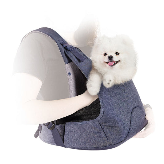 Ibiyaya Hug Pack Padded & Mesh Dog Sling Carrier (Up to 4Kg) - Denim Blue