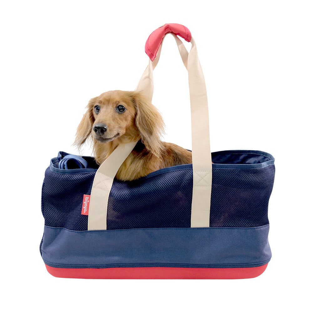 Ibiyaya Light Pet Carrier with Hardshell Base for Dachshunds & Long Pets (Up to 9Kg) - Navy
