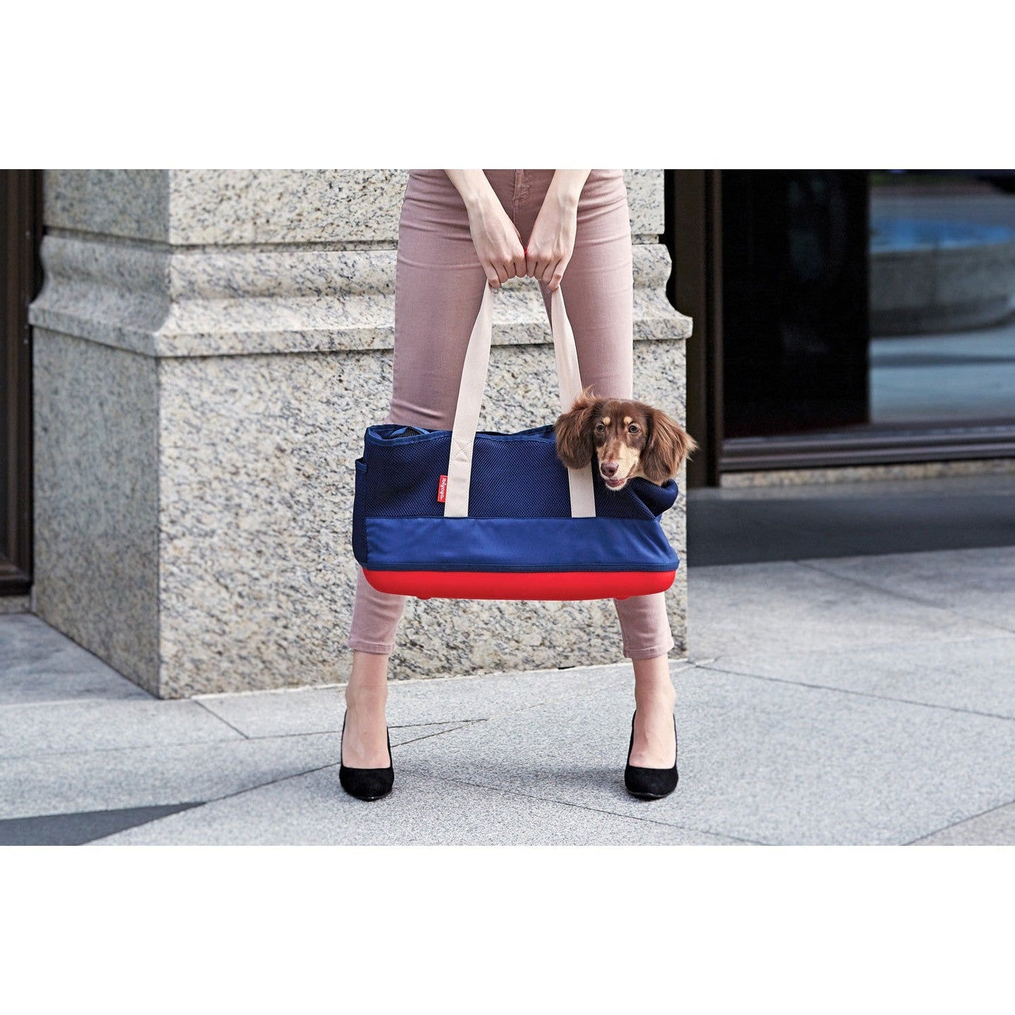 Ibiyaya Light Pet Carrier with Hardshell Base for Dachshunds & Long Pets (Up to 9Kg) - Navy