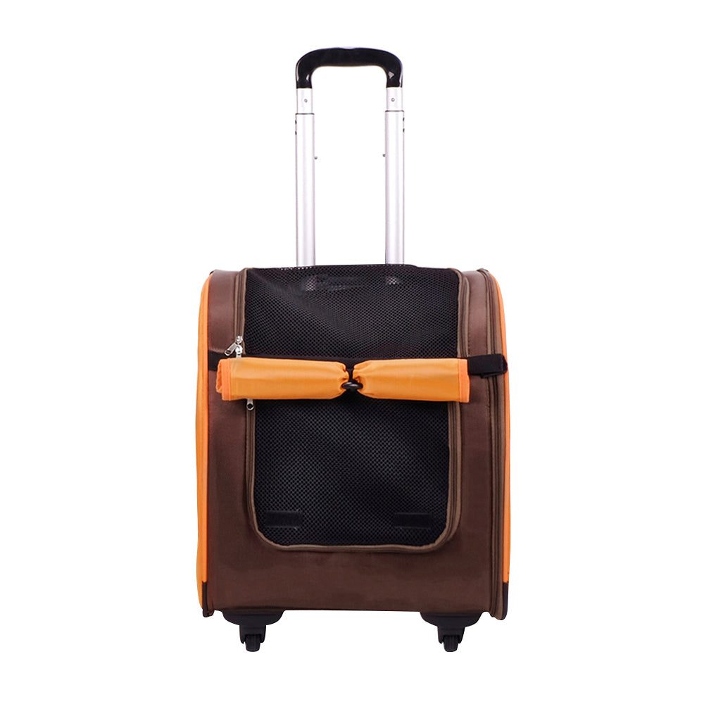 Ibiyaya New Liso Backpack Parallel Transport Pet Trolley (Up to 10Kg) - Orange/Brown